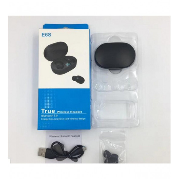E6S Şarj Göstergeli Tws E6s Çift Mikrofonlu Kablosuz Bluetooth Kulaklık