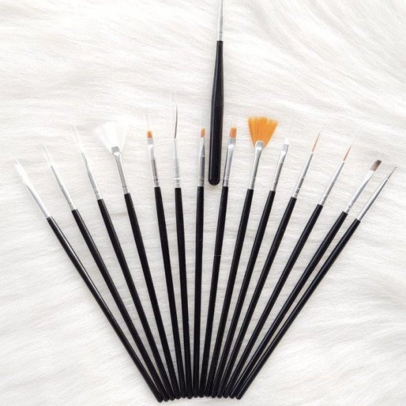 Nailart 15li Tırnak Süsleme Fırçası Siyah Desen Fırça Seti - 3