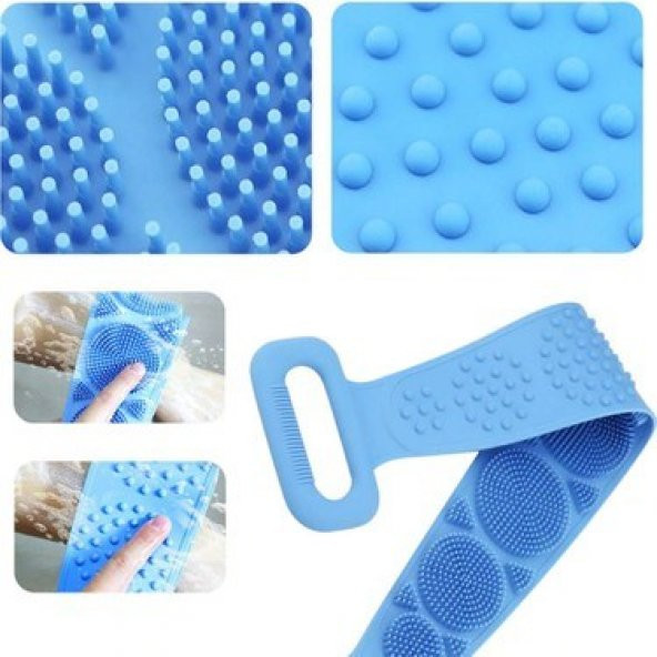 Banyo Sırt Kesesi Çift Taraflı Silikon Cilt Temizleme Fırçası Banyo Lif İ 60 Cm Asorti - 2