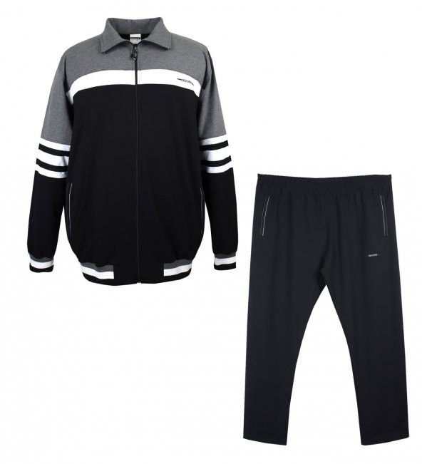 Erkek Büyük Beden Battal Boy Likralı Eşofman Takımı 7XL-10XL - 3