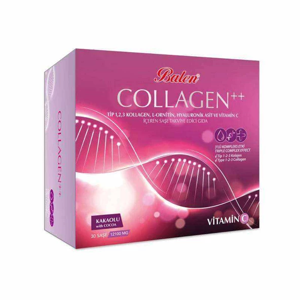 COLLAGEN COMPLEX++ TİP 1,2,3 KOLLAJEN,  L-ORNİTİN, HYAL.  ASİT, VİTAMİN C SAŞE  12100MG*30