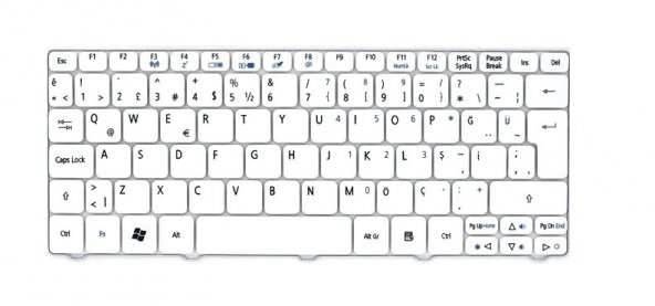 Acer Aspire One ZH9, 521, 532h, 533, NAV50, NAV70, PAV70 Notebook Klavyesi - Beyaz - TR - 3