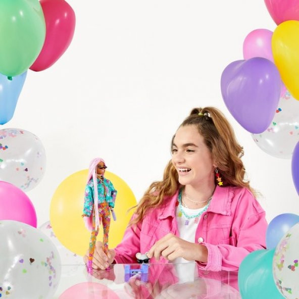 Barbie Extra Pembe Örgü Saçlı Bebek MTL-GXF09 - 5