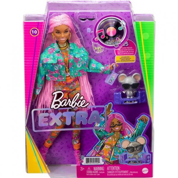 Barbie Extra Pembe Örgü Saçlı Bebek MTL-GXF09 - 8