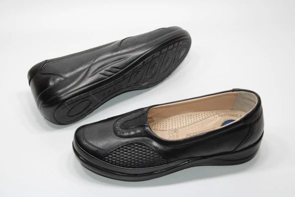 MARYJANE HAKİKİ DERİ KEMİK ÇIKINTISI DESTEKLİ KADIN SİYAH TAM ORTOPEDİK GÜNLÜK YÜRÜYÜŞ AYAKKABI - 3