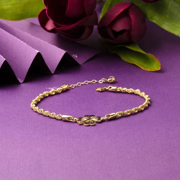 Yoncalı 14 Ayar Altın Bileklik - Resim 4