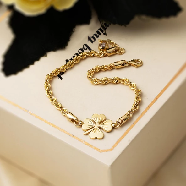 Yoncalı 14 Ayar Altın Bileklik - Resim 5