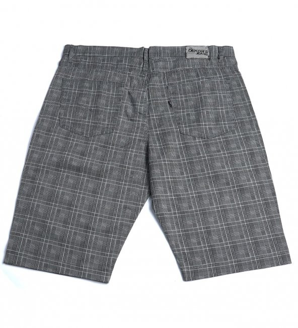Büyük Beden Battal Boy Erkek Şort Dekons Ekose Gri - 2
