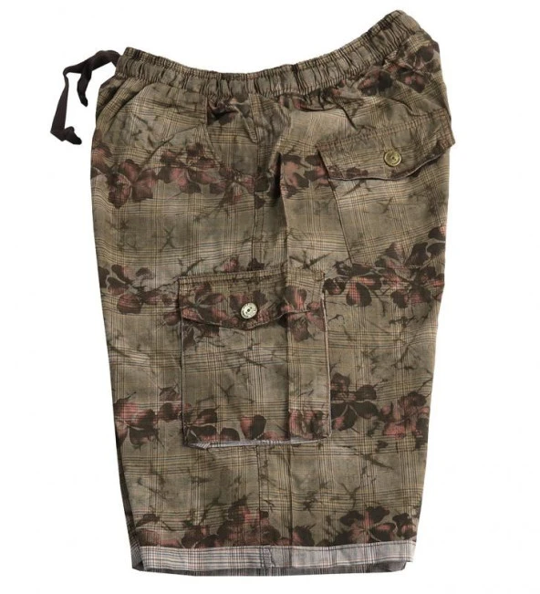 Büyük Beden Battal Boy Erkek Şort Desenli Kargo Cepli - 3