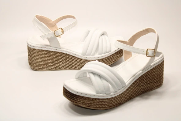 LADYPARK ORTOPEDİK DOLGU TABAN ÖNÜ ARKASI AÇIK ÇAPRAZ BANT RAHAT GÜNLÜK-KLASİK SANDALET - 2