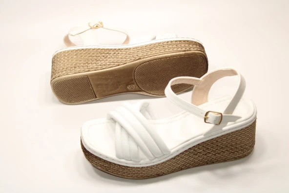 LADYPARK ORTOPEDİK DOLGU TABAN ÖNÜ ARKASI AÇIK ÇAPRAZ BANT RAHAT GÜNLÜK-KLASİK SANDALET - 3