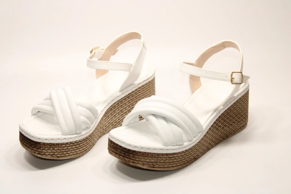 LADYPARK ORTOPEDİK DOLGU TABAN ÖNÜ ARKASI AÇIK ÇAPRAZ BANT RAHAT GÜNLÜK-KLASİK SANDALET - 4