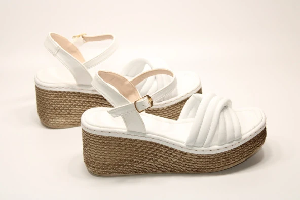 LADYPARK ORTOPEDİK DOLGU TABAN ÖNÜ ARKASI AÇIK ÇAPRAZ BANT RAHAT GÜNLÜK-KLASİK SANDALET - 5