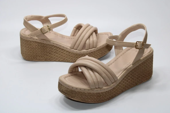 LADYPARK ORTOPEDİK DOLGU TABAN ÖNÜ ARKASI AÇIK ÇAPRAZ BANT RAHAT GÜNLÜK-KLASİK SANDALET - 6