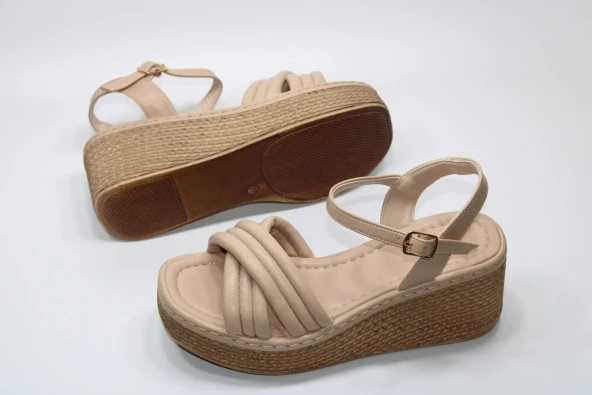 LADYPARK ORTOPEDİK DOLGU TABAN ÖNÜ ARKASI AÇIK ÇAPRAZ BANT RAHAT GÜNLÜK-KLASİK SANDALET - 7