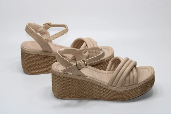 LADYPARK ORTOPEDİK DOLGU TABAN ÖNÜ ARKASI AÇIK ÇAPRAZ BANT RAHAT GÜNLÜK-KLASİK SANDALET - 8