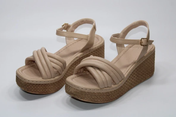 LADYPARK ORTOPEDİK DOLGU TABAN ÖNÜ ARKASI AÇIK ÇAPRAZ BANT RAHAT GÜNLÜK-KLASİK SANDALET - 9