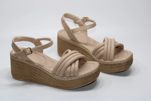 LADYPARK ORTOPEDİK DOLGU TABAN ÖNÜ ARKASI AÇIK ÇAPRAZ BANT RAHAT GÜNLÜK-KLASİK SANDALET - 10