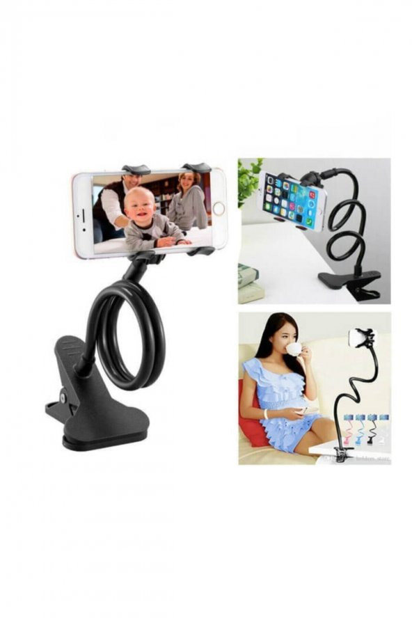 Masaüstü Akrobat Spiral Gövdeli Oynar Başlıklı Telefon Tutucu