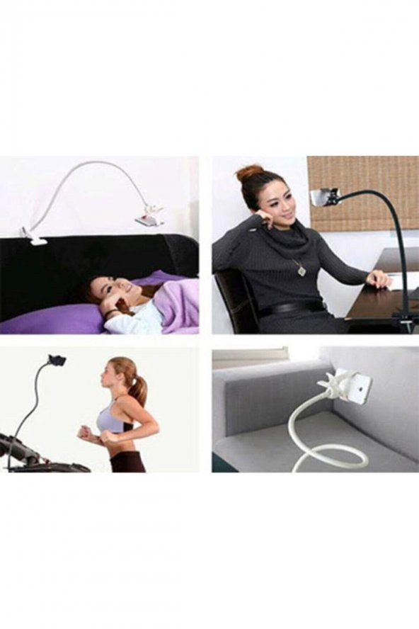 Akrobat Spiral Gövdeli Oynar Başlıklı Siyah Telefon Tutucu - 3