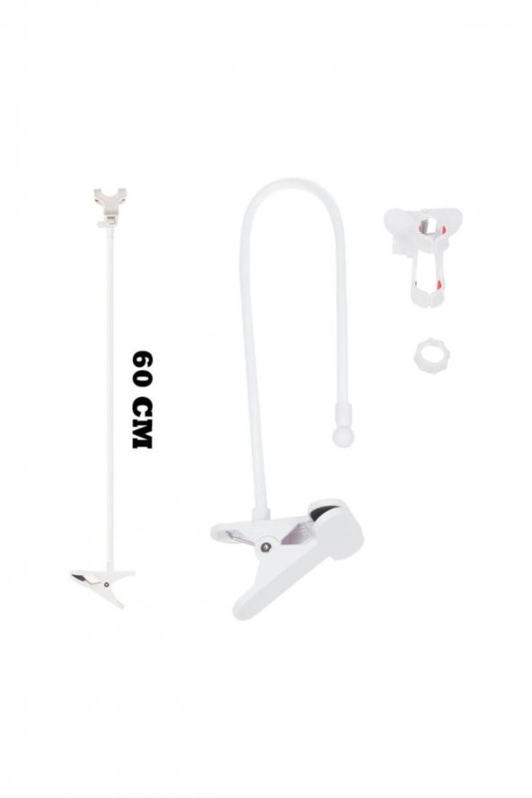 Masaüstü Akrobat Spiral Gövdeli Oynar Başlık Telefon Tutucu Beyaz - 7