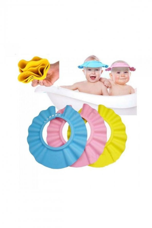 0-5 Yaş Çocuklar Için Düğmeli Su Kaçırmaz Bebek Banyo Duş Şapkası