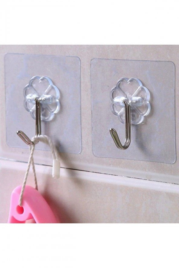 Şeffaf Yapışkan Askı Duvar Banyo Mutfak Dolap Havlu Askısı 1 Adet - 3
