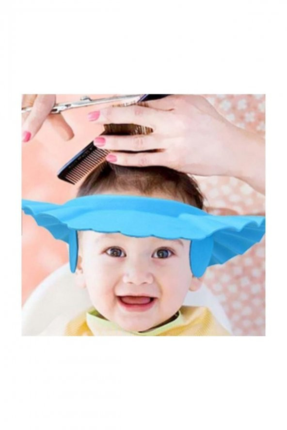 Bebek Banyo Şapkası Düğmeli Kulaklıklı - Mavi Renk - 3