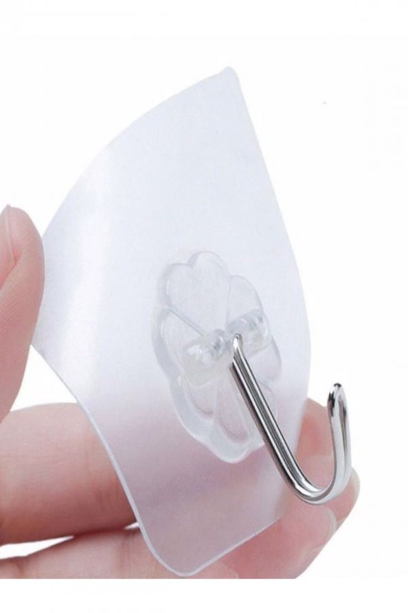 Askı Askılık 10 Adet Güçlü Şeffaf Duvar Askısı Askılığı Yapışkan Vantuz Kanca Mutfak Banyo Askısı - 5