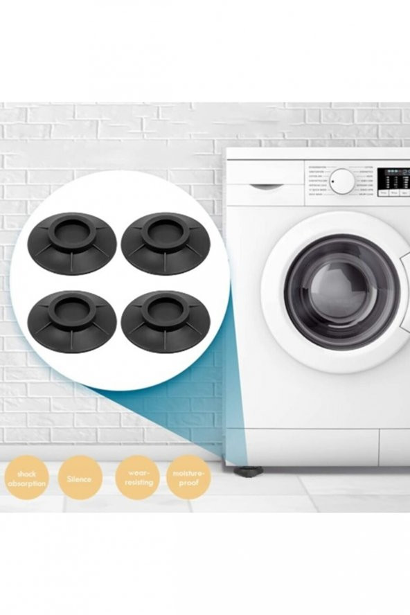 Çamaşır Makinesi Titreşim Engelleyici Stoper Siyah 4lü Set - 4