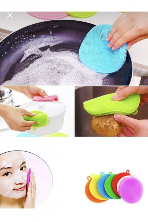 Silikon Bulaşık Yıkama Fırçası Süngeri Pedi Mutfak Temizleme Tükenmeyen (2 ADET) - 6
