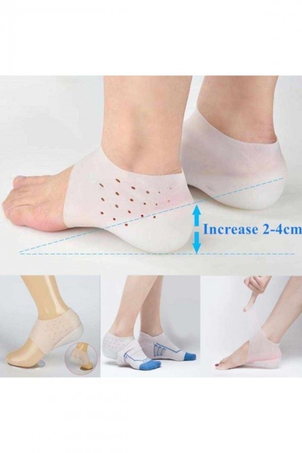 5 cm Gizli Topuk Çorabı Silikon Boy Uzatıcı Ayak Çorap