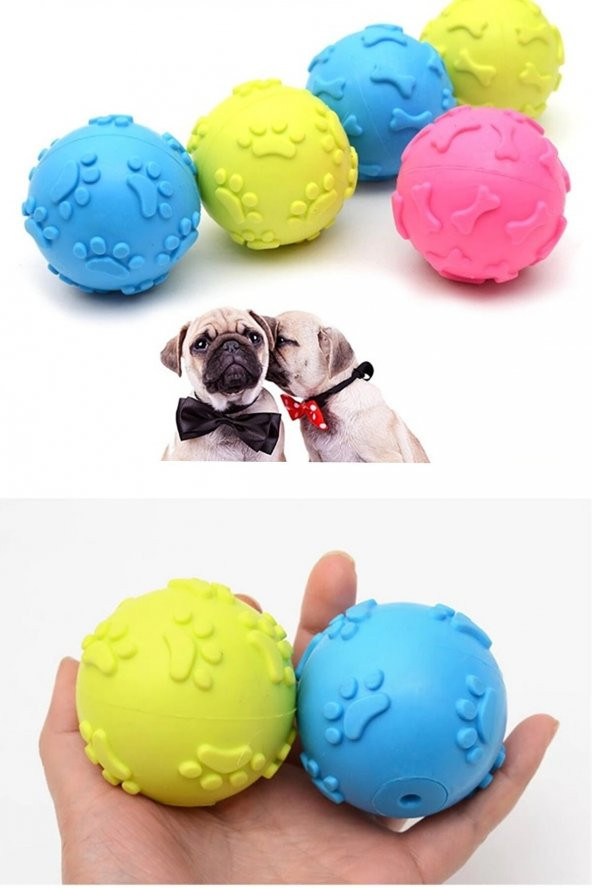 Köpek Isırma Topu Pati Desenli Küçük Interaktif Kedi Köpek Oyuncak Evcil Hayvan Eğitim Oyun Topu