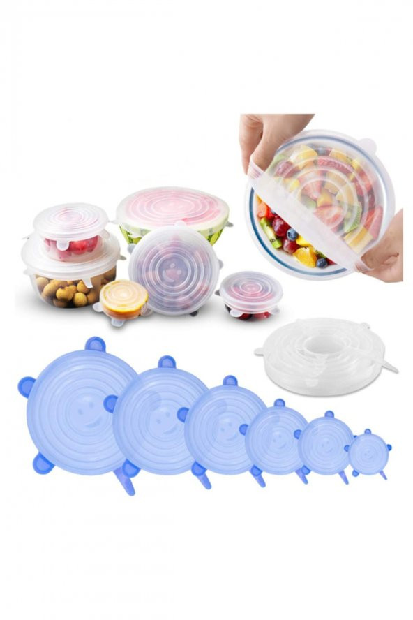 Tazeliği Koruyan 6 Lı Silikon Strech Kapaklar - 4