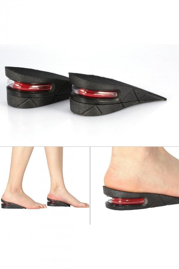 Boy Uzatıcı Tabanlık Hava Yastıklı Ayakkabı Içi Topuk Yükseltici 5 Cm Siyah - 2