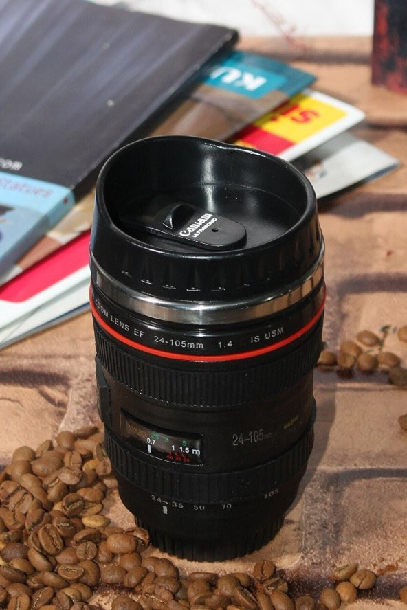 Objektif Görünümlü Lens Kupa Çelik Kahve Çay Termos Mug Bardak - 2