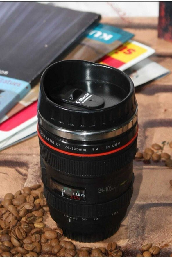 Termos Kupa Bardak Objektif Görünümlü Lens Kupa Çelik Kahve Çay Termos Mug Bardak - 5