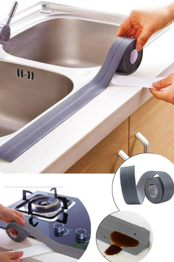 Su Sızdırmaz Lavabo Küvet Kenar Bandı Gri Renk 3.2 Metre - 3