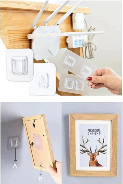 VİP TEDARİK 2'li Set Geçmeli Klips Eşya Sabitleme Askısı Tablo Ayna Resim Sabitleme Aparatı ürün görseli