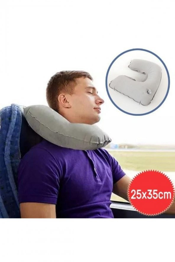 Ortopedik Araç Yolculuk Seyahat Oto Boyunluk Destek Yastığı Şişme