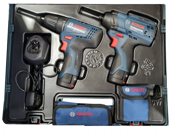 BOSCH GSR 120-LI + GDR 120-LI Akülü Vidalama Seti 12 Volt 2.0 Amper - 2