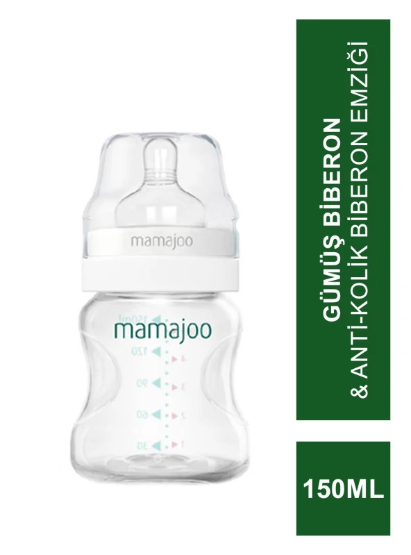 Mamajoo Silver Biberon 150 ml & Anti-Kolik Biberon Emziği No:1 / S