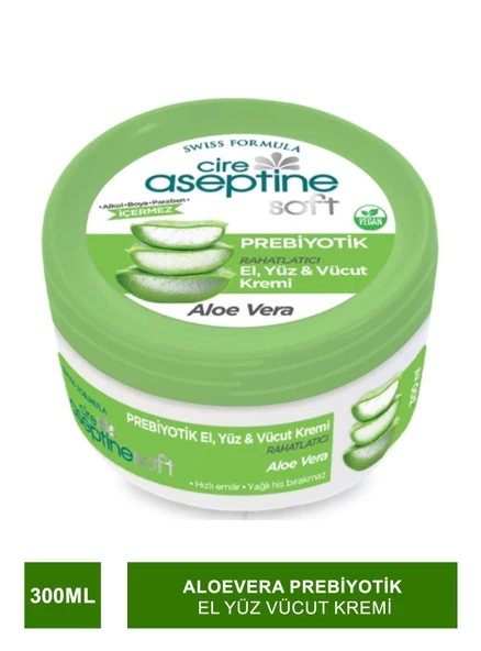 Cire Aseptine Soft Prebiyotik Aloevera El Yüz Vücut Kremi 300 Ml