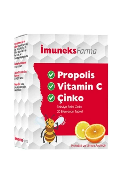 İmuneks Propolis , Vitamin C ve Çinko 20 Tablet