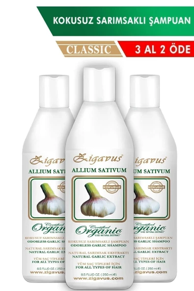 Zigavus Classic Saç Dökülmelerine Karşı Kokusuz Sarımsaklı Şampuan 3 Al 2 Öde