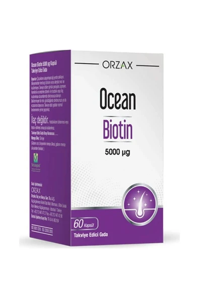 Ocean Biotin 5000mg 60 Kapsül Takviye Edici Gıda