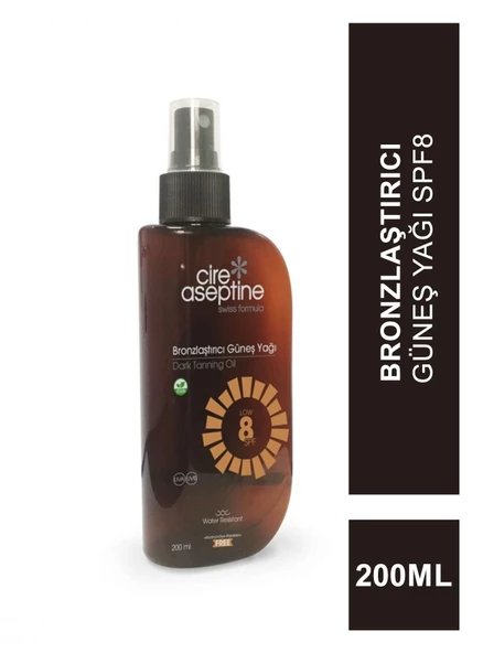 Cire Aseptine Bronzlaştırıcı Güneş Yağı Spf8 200 ml