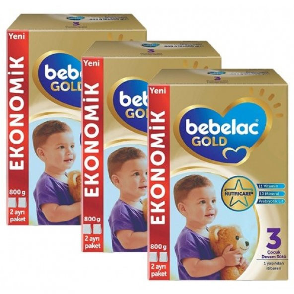 Bebelac Gold 3 Çocuk Devam Sütü 800 gr - 3 Adet