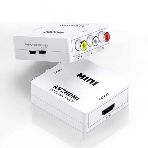 PrimeX PX-1225 AV to HDMI Görüntü Çevirici/Dönüştürücü 720P, 1080P (USB Enerji Kablo Dahil)