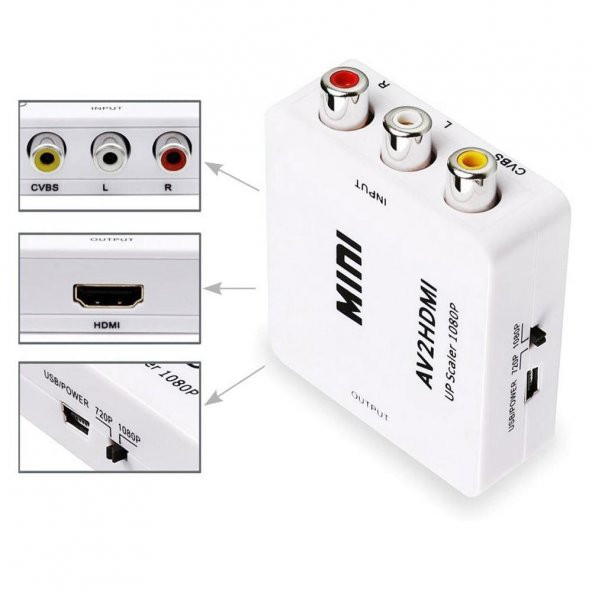 PrimeX PX-1225 AV to HDMI Görüntü Çevirici/Dönüştürücü 720P, 1080P (USB Enerji Kablo Dahil) - 2